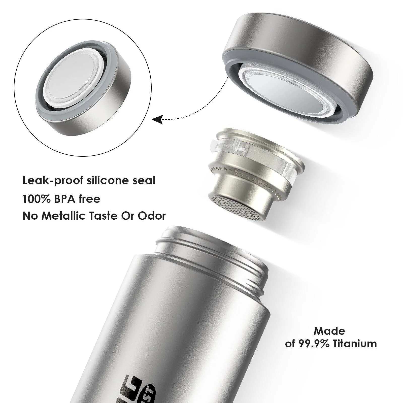 13.5 fl oz Titanium Water Bottle with  Screw Lid Double-Walled  Vacuum Insulated Filter Leak-Proof Travel Outdoor 400ml