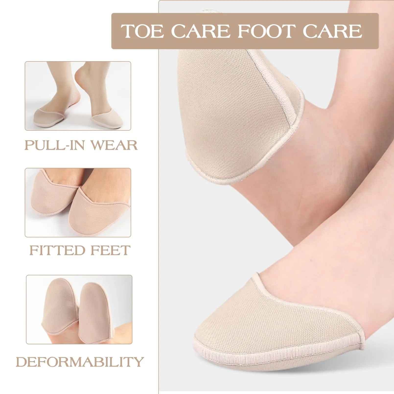 2 pairs of toe protectors for shoes, toe pads for long ballet and dance shoes, soft toe protection pads for ballet and dance shoes for pointe shoes, fabric toe protectors for women and girls