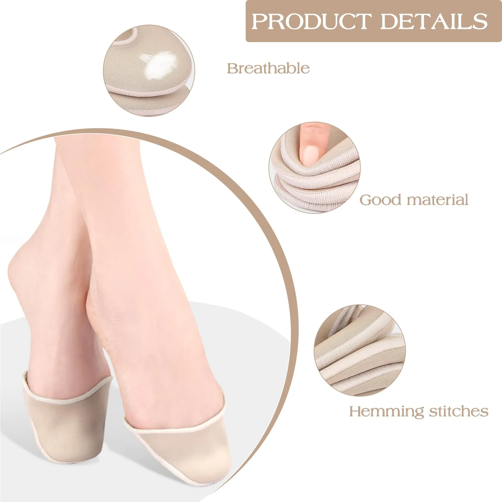 2 pairs of toe protectors for shoes, toe pads for long ballet and dance shoes, soft toe protection pads for ballet and dance shoes for pointe shoes, fabric toe protectors for women and girls