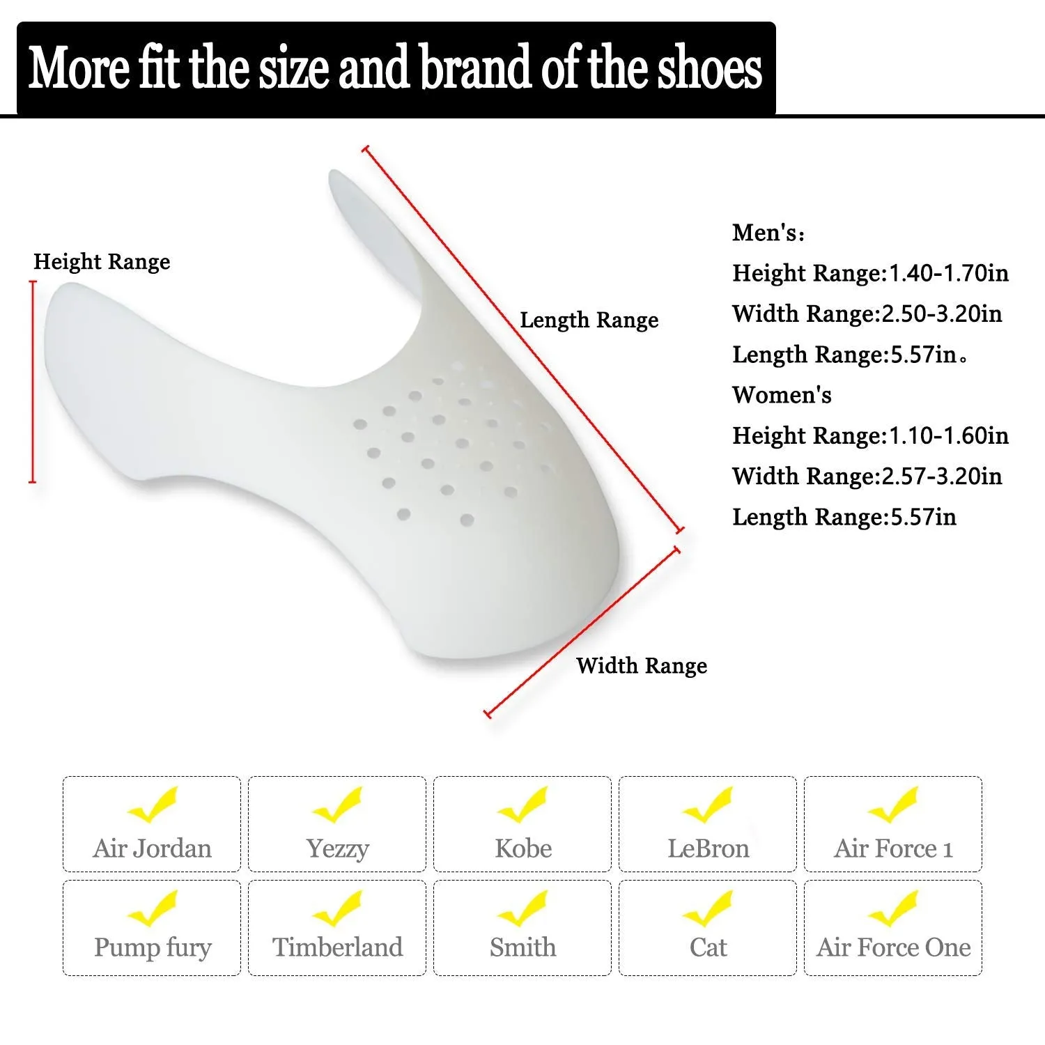 2 Pairs Shoes Crease Protector Toe Box, Prevent Sneaker Shoes Crease Protector for Men and Women 5-12" L (7"-12")