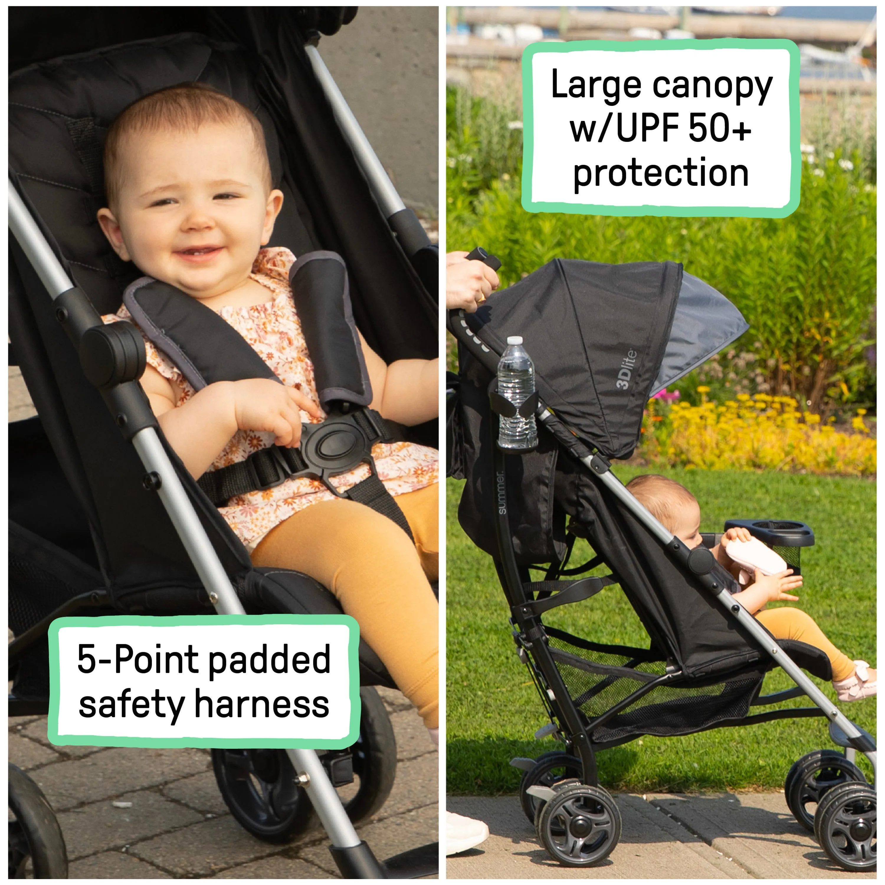 3Dlite Convenience Stroller - Black - Green