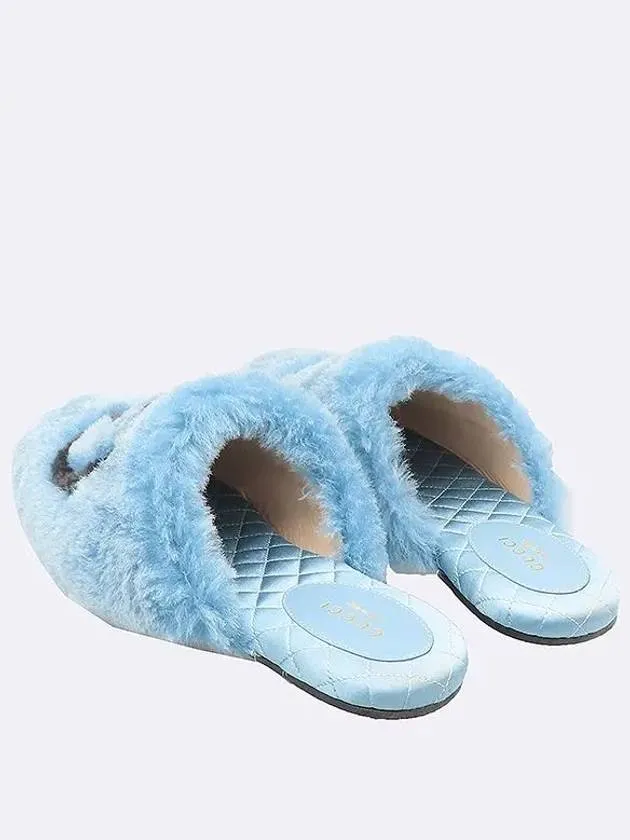 719847 Pastel Blue Color Interlocking G Macara Women s Slippers