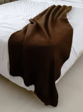 Alpaca Throw Blanket | Dark Brown with Fringes