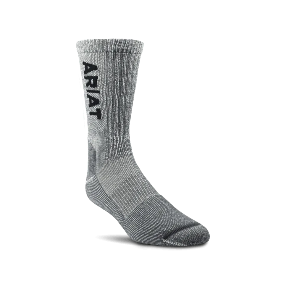 Ariat® Men's Lightweight Merino Steel Toe Crew Grey Socks AR186-002