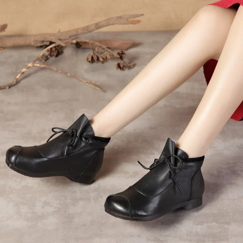 Autumn Winter Velvet Leather Retro Boots