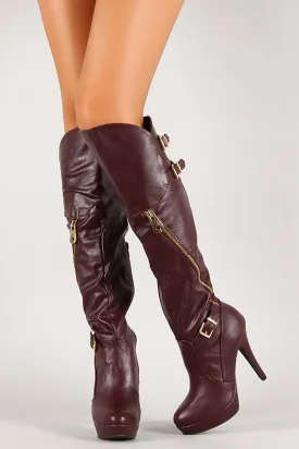 Bamboo Zipper Buckle Platform Stiletto Boot