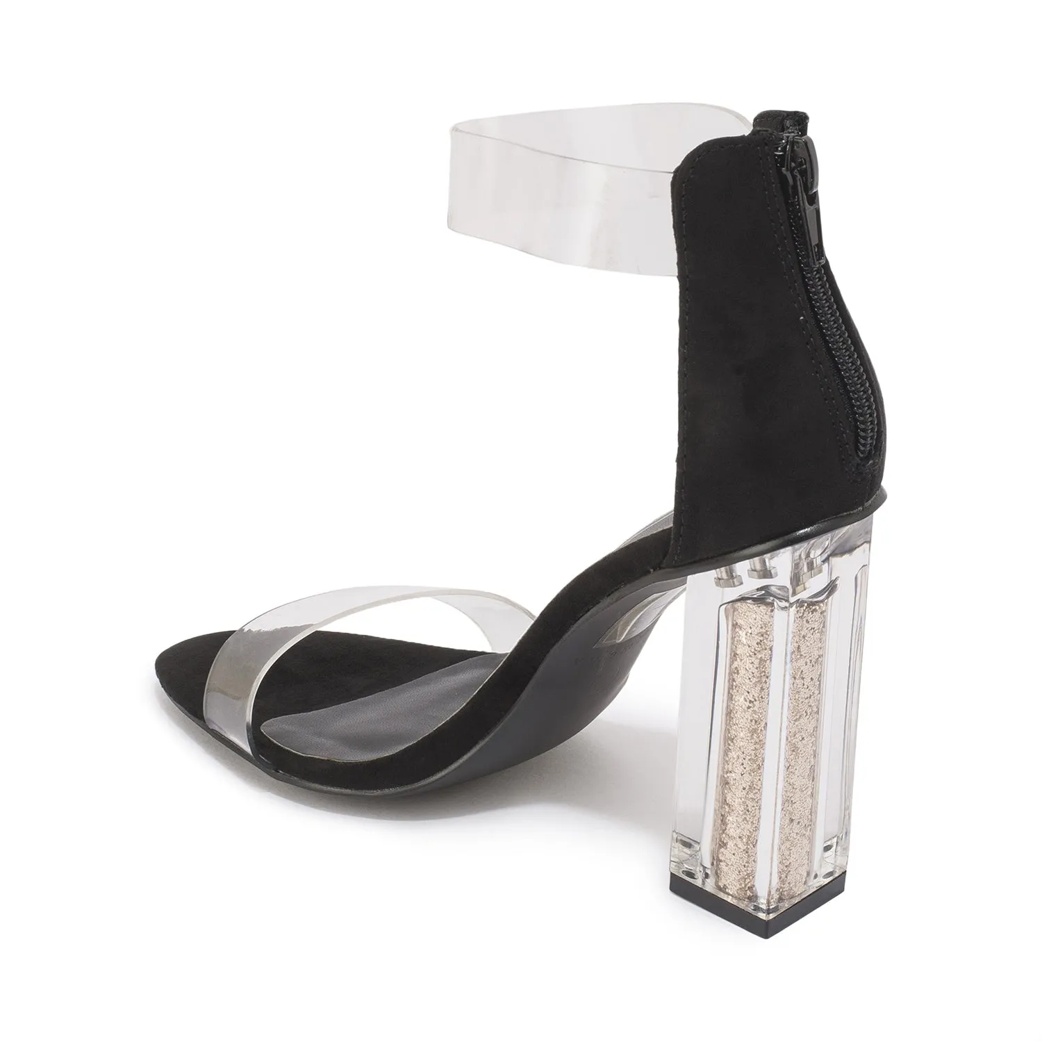 Black Perspex Glitter Sandal