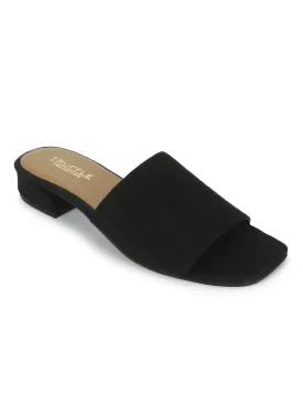 Black Suede Low Heel Slip Ons