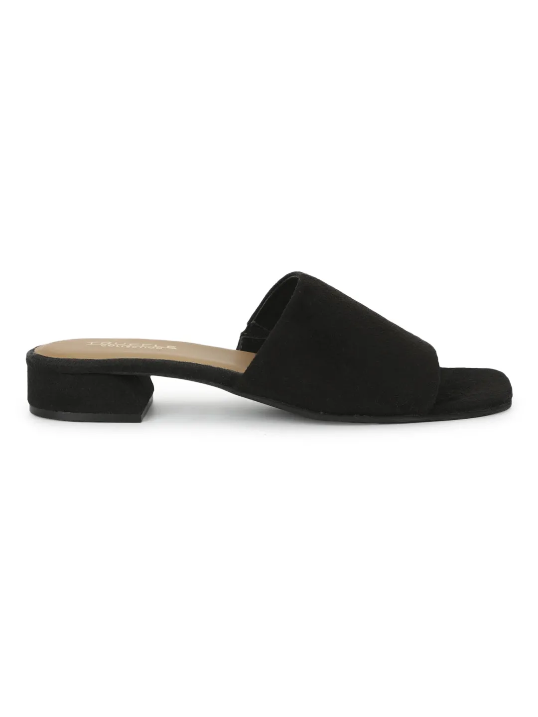 Black Suede Low Heel Slip Ons