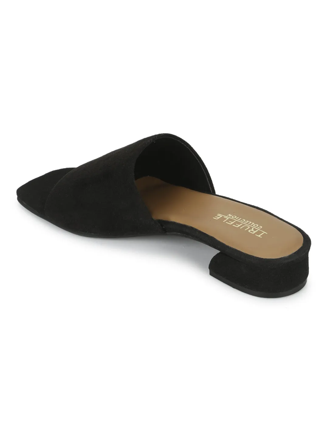 Black Suede Low Heel Slip Ons