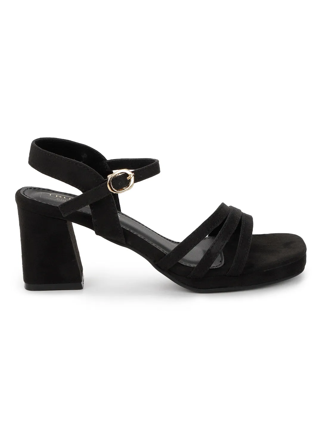 Black Suede Strappy Block Sandals (TC-SLC-2103-BLK)