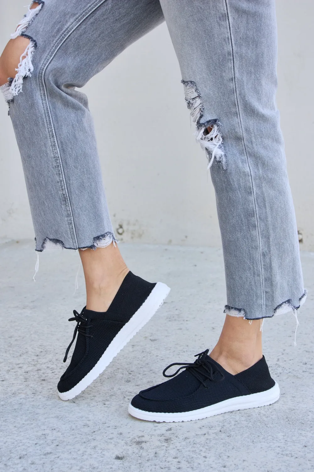 Blue Zone Planet |  Forever Link Flat Round Toe Lace-Up Sneakers