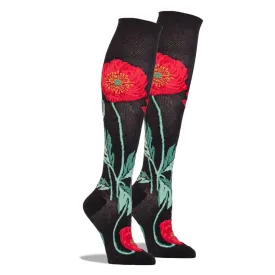 Bold Poppies Flower Socks Women's Knee High Sock