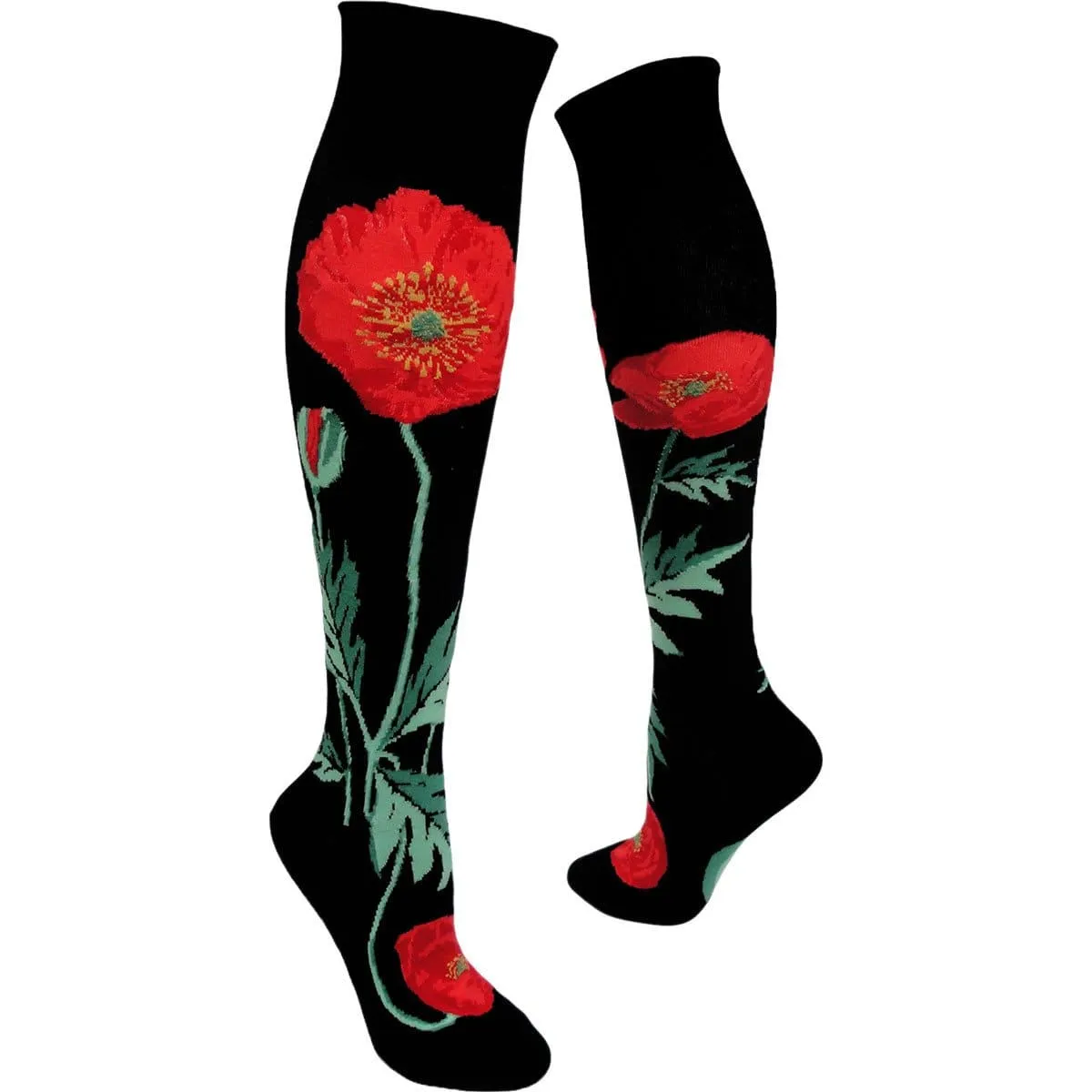 Bold Poppies Flower Socks Women's Knee High Sock