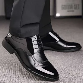 Business Oxford Shoes Men Breathable Leather Shoes Rubber Formal Dress Shoes