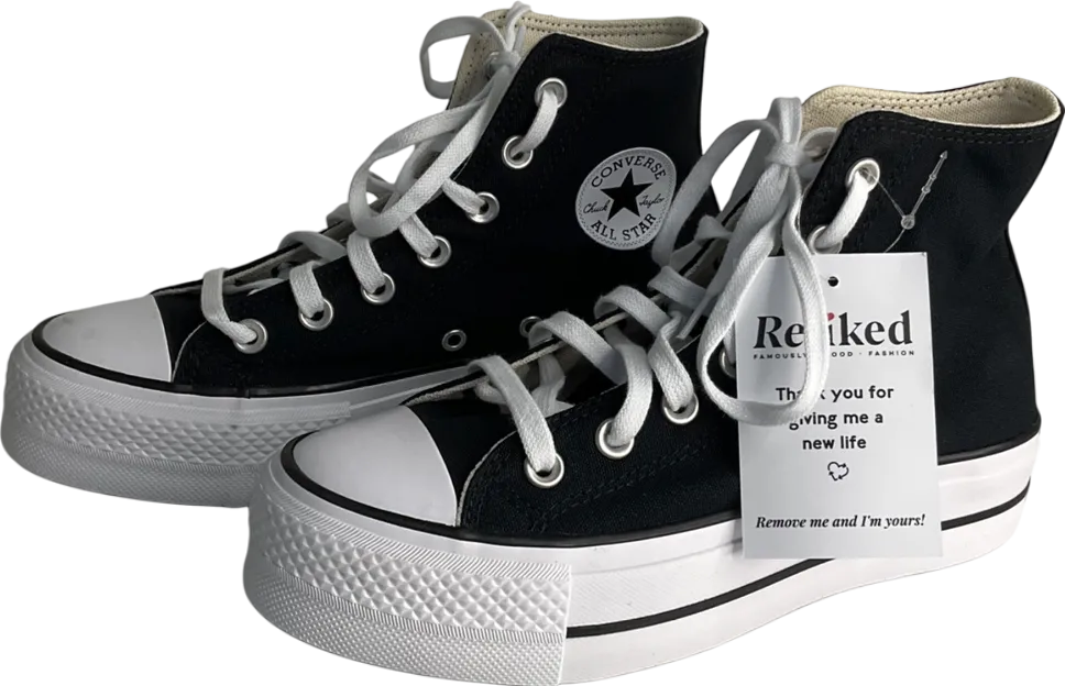 Converse All Star Lift Hi Trainers In Black & White UK 4 EU 37 👠