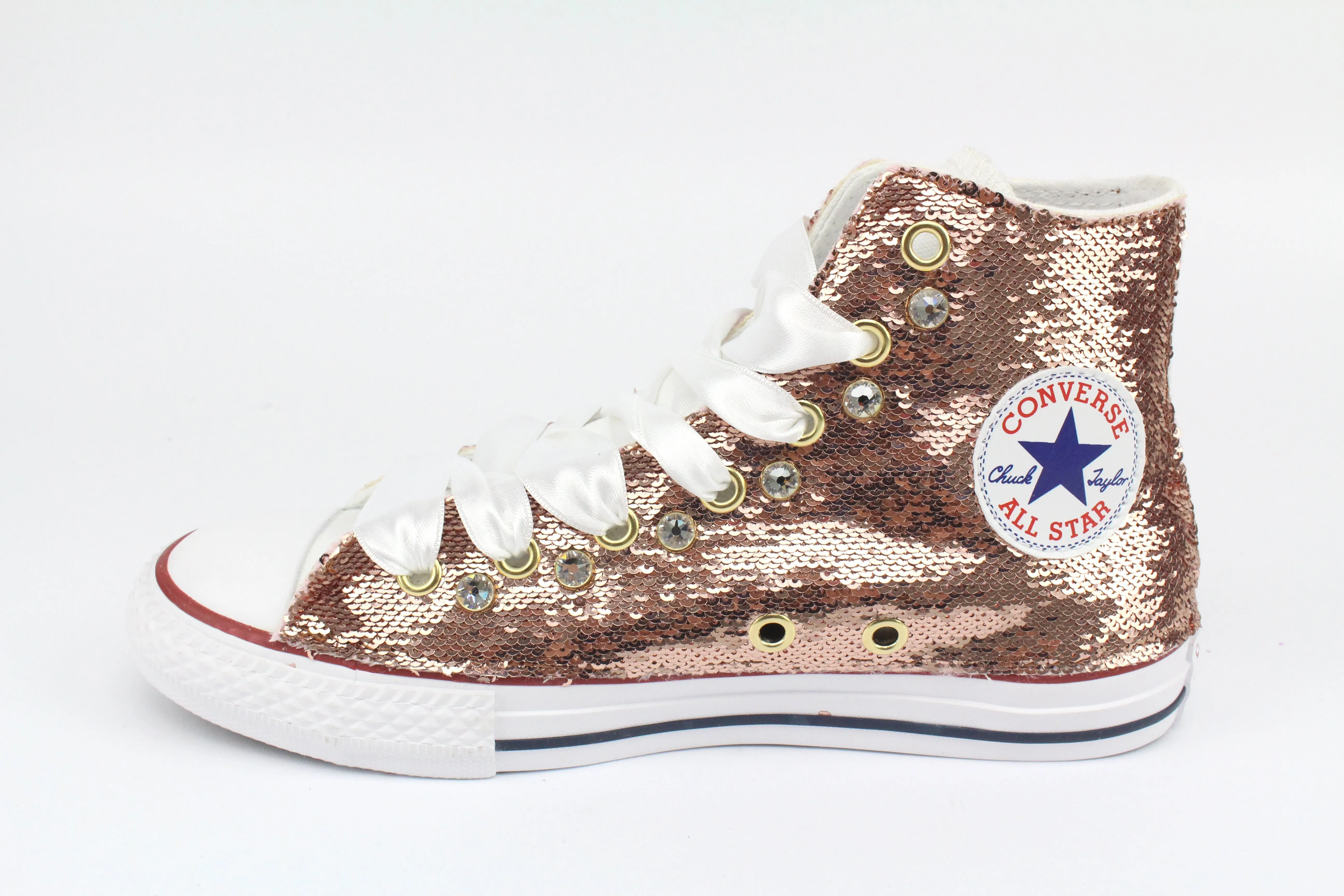 Converse All Star White Micro Pailettes & Strass