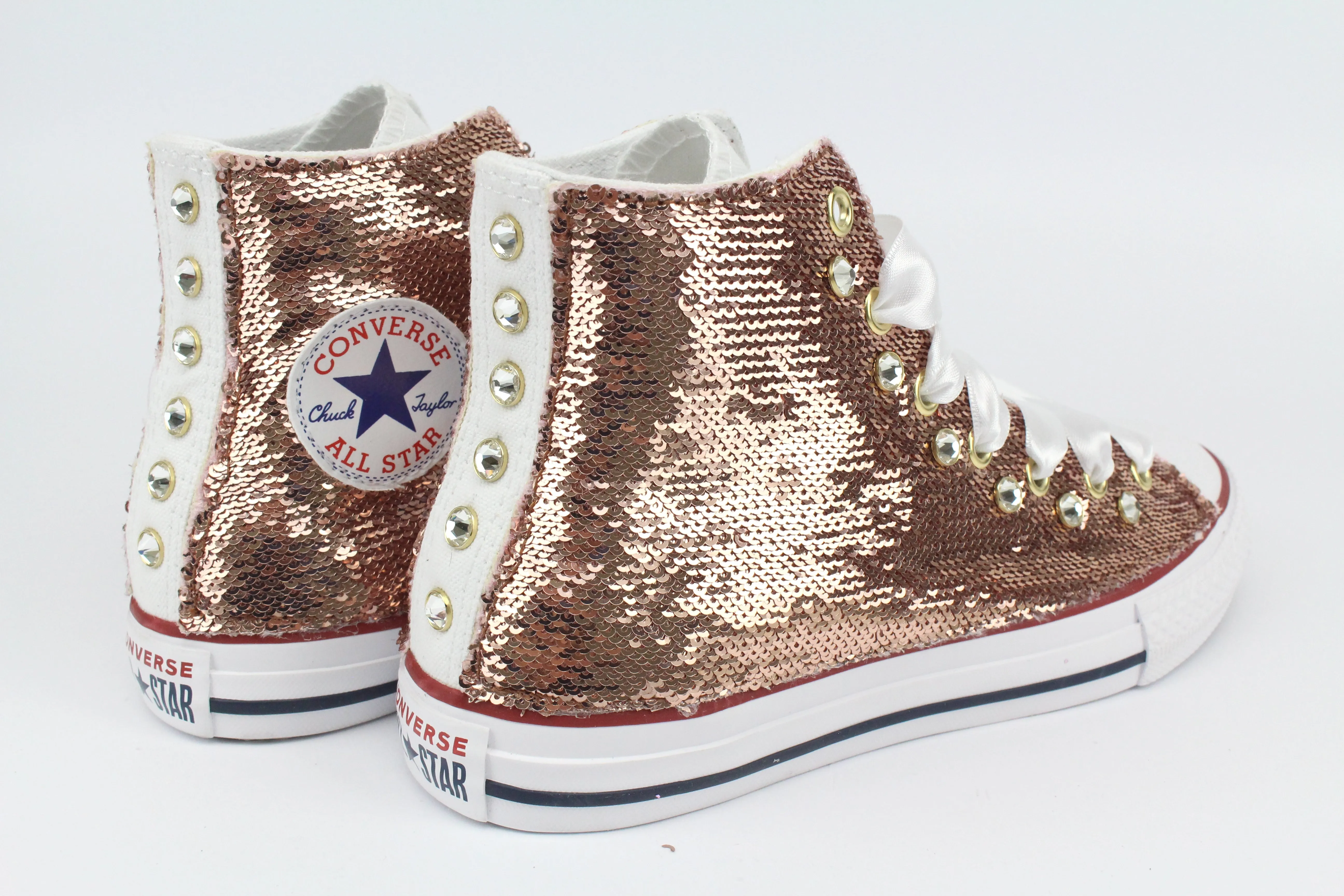 Converse All Star White Micro Pailettes & Strass