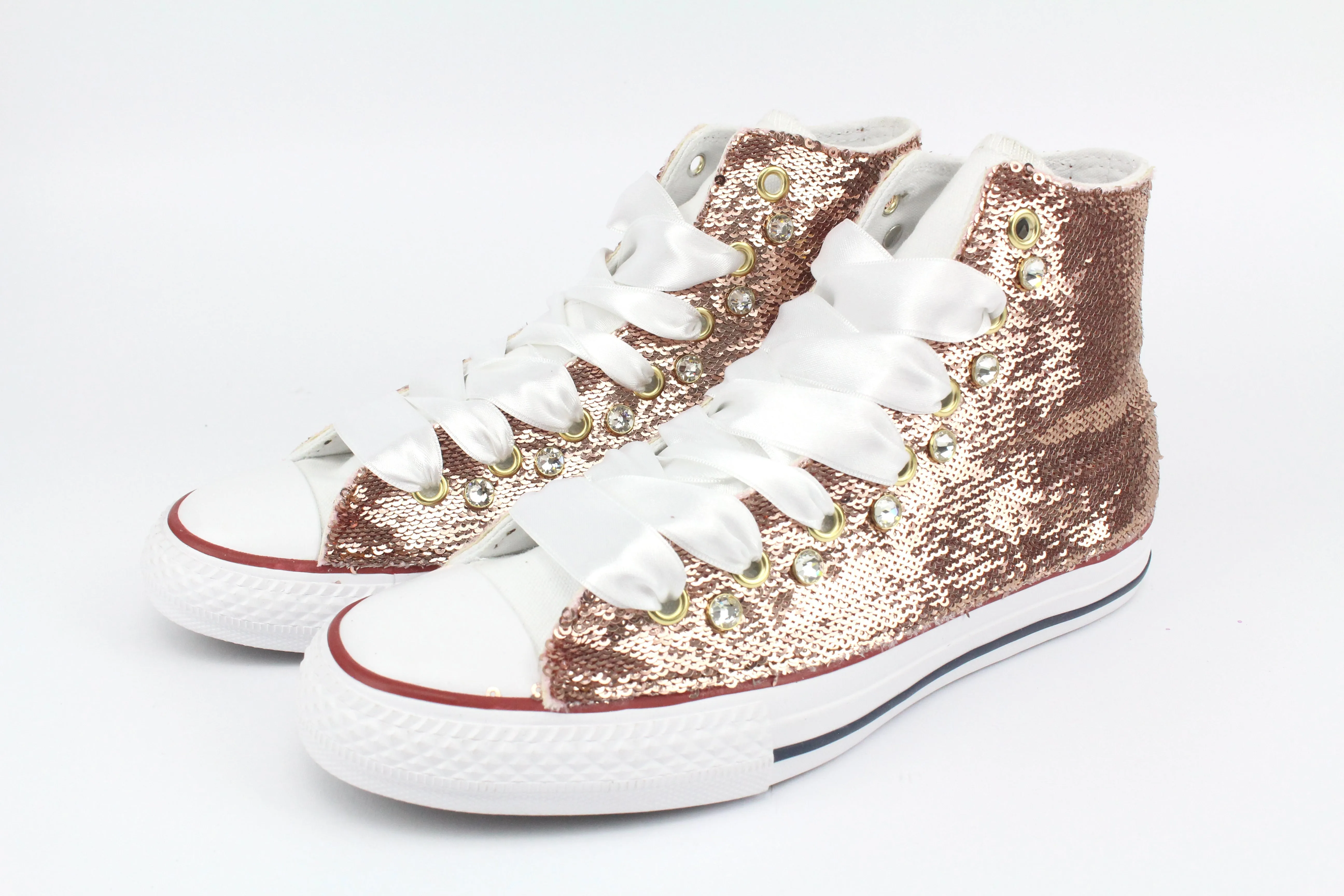 Converse All Star White Micro Pailettes & Strass