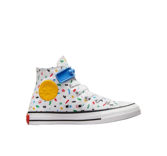 Converse scarpa sneakers da bambini in tela Chuck Taylor All Star Easy On Doodles A06316C bianco