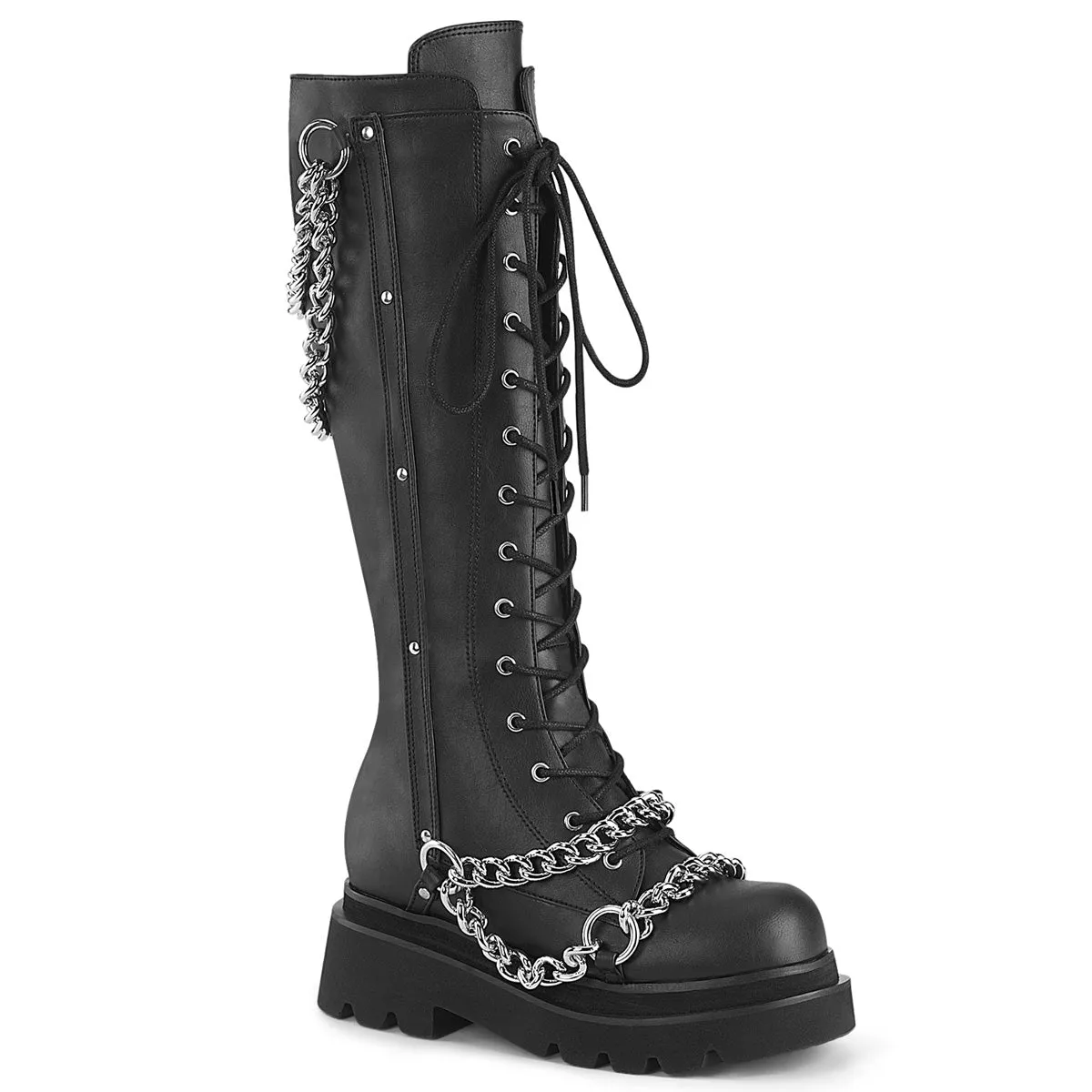 Demonia Renegade-215 Tiered Platform Knee High Boots