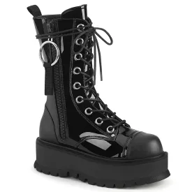 Demonia Slacker-220 Lace-Up Front Mid-Calf Boot