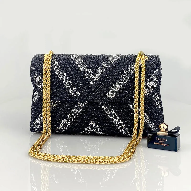 Exquisite Faux Diamond and Pearl Bling Handbag