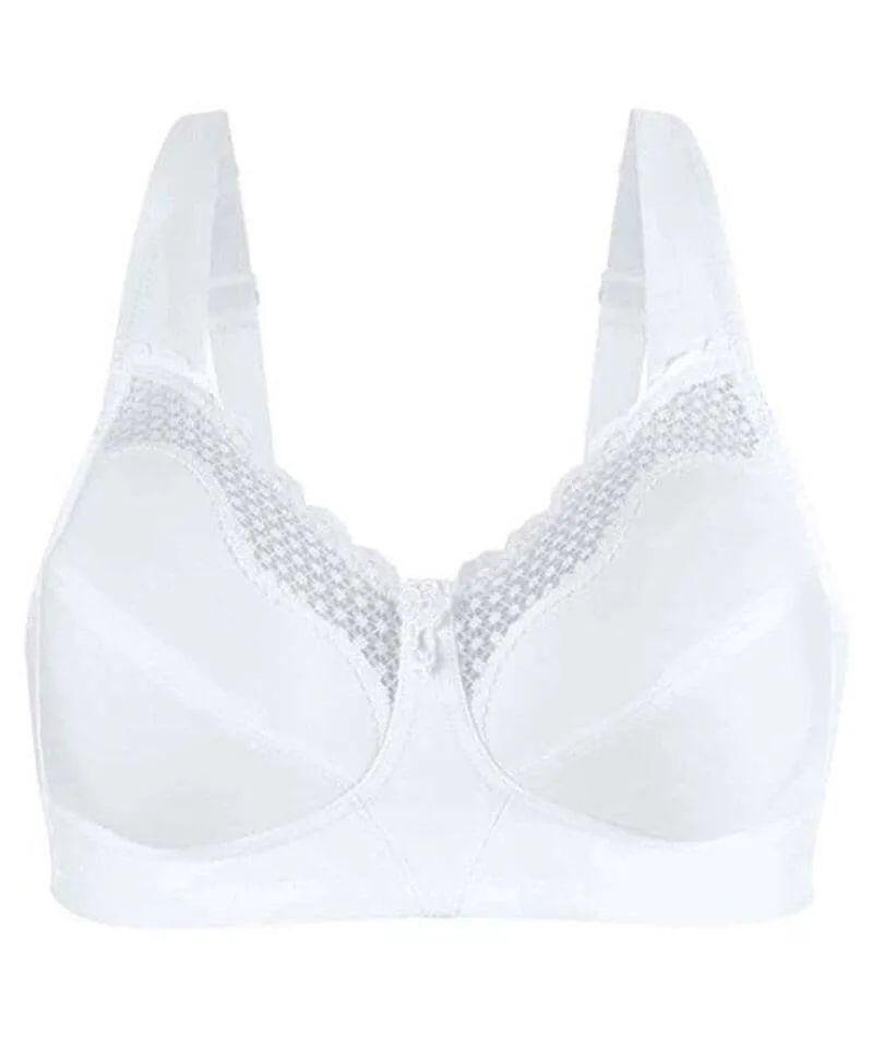 Exquisite Form Fully Cotton Soft Cup Wire-Free Bra With Lace 2 Pack - Damask Neutral/White