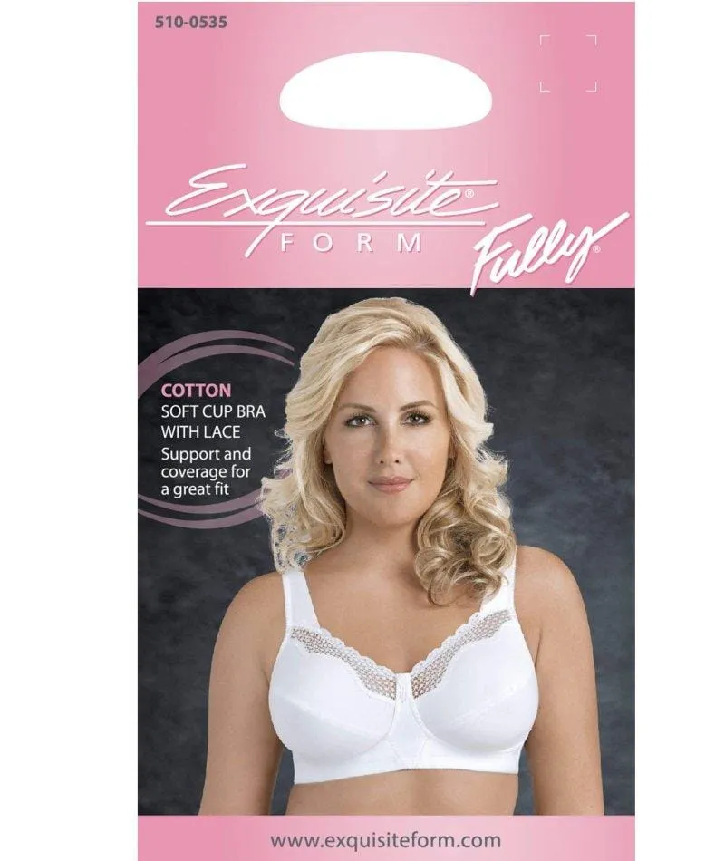 Exquisite Form Fully Cotton Soft Cup Wire-Free Bra With Lace 2 Pack - Damask Neutral/White