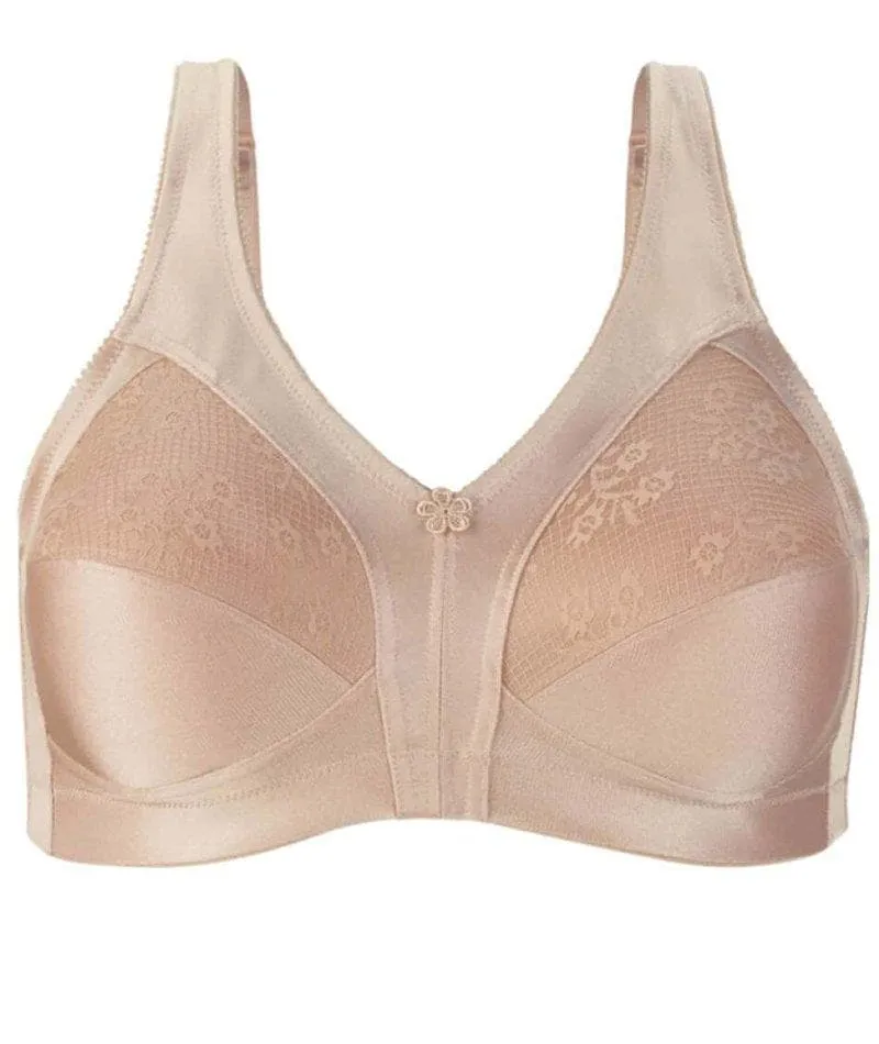 Exquisite Form Fully Side Shaping Wire-Free Bra With Floral - Rose Beige