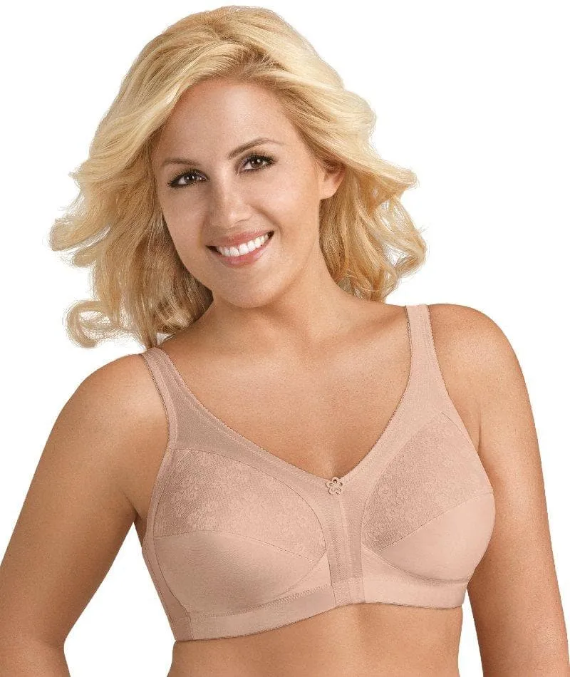 Exquisite Form Fully Side Shaping Wire-Free Bra With Floral - Rose Beige