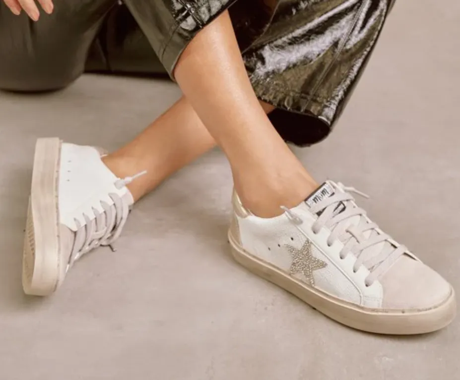 Gaby- White/Gold Star Sneaker