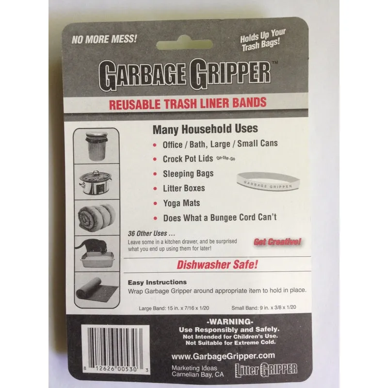 Garbage Gripper Trash Liner Bands Flat Top 2 pk