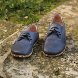 Handmade Barefoot Leather Shoes Navy Blue for Men