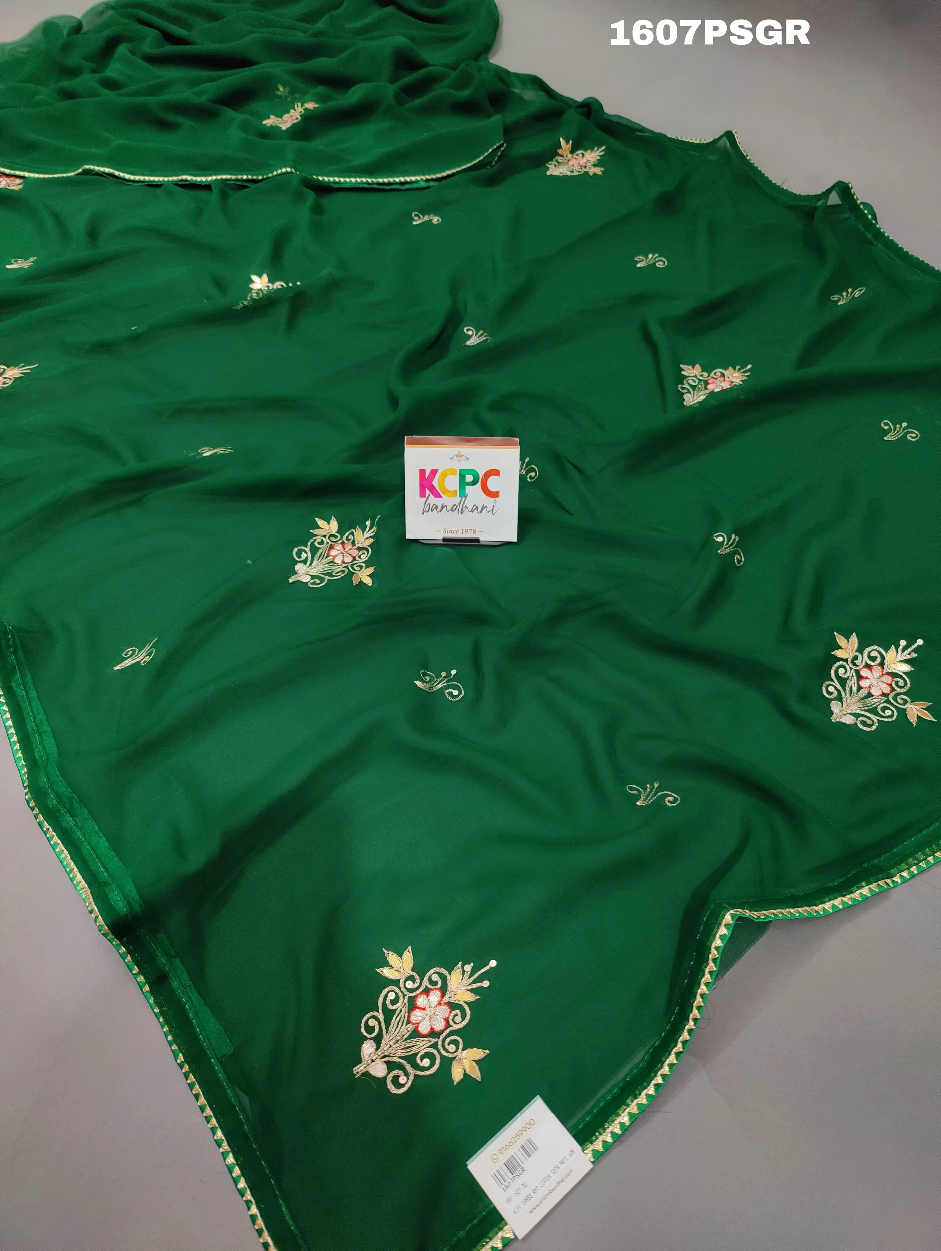 KcPc New Chiffon Gota patti Work Lightweight Saree With Blouse AMT