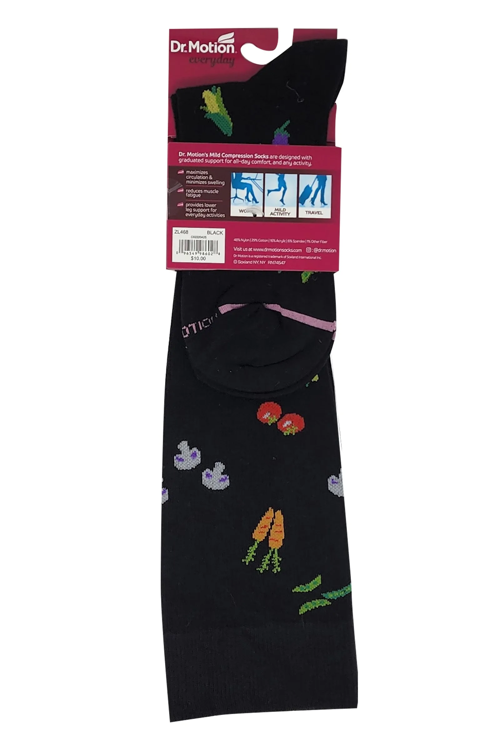 Knee High Compression Socks | Veggies Design | Women's (1 Pair)