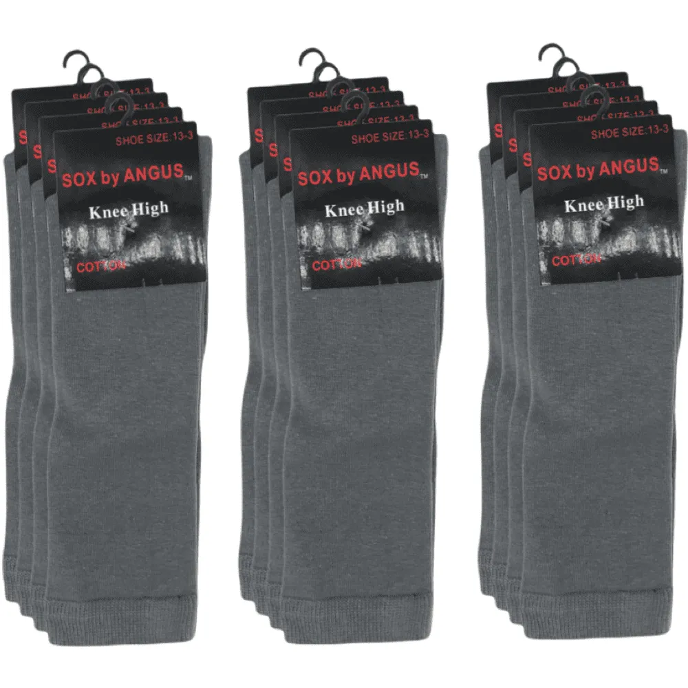 Knee High Cotton Socks - Grey