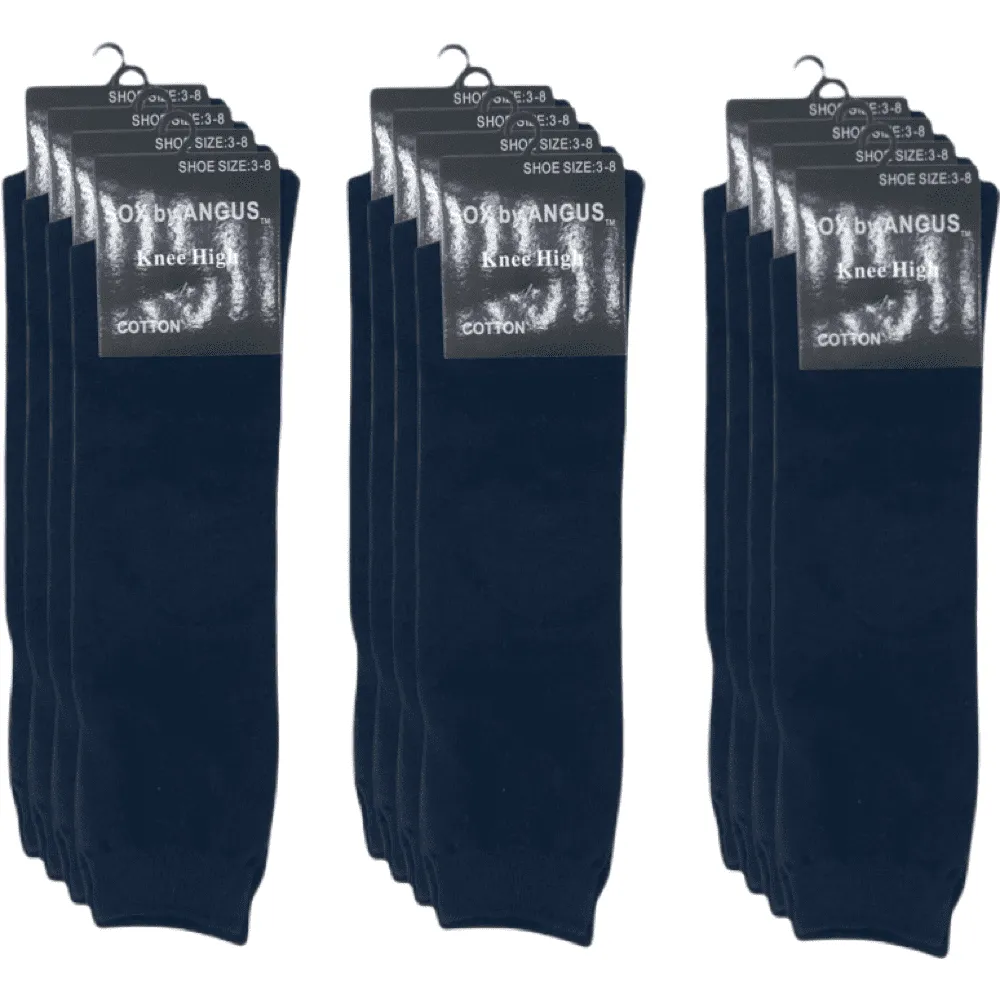 Knee High Cotton Socks - Navy