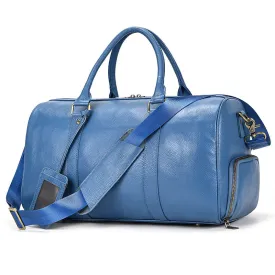 Leather Duffle Bag with Shoes Compartment