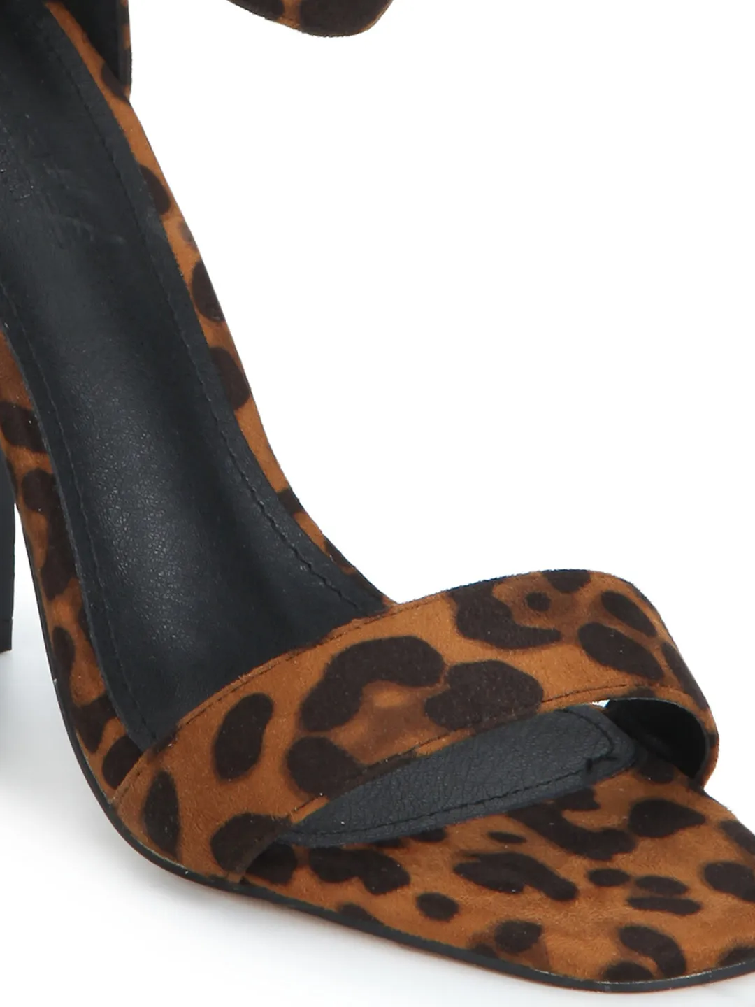 Leopard Ankle Strap Slim Block Heels