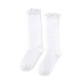 Little Stocking Co Lace Top Fancy Knee High Socks - White