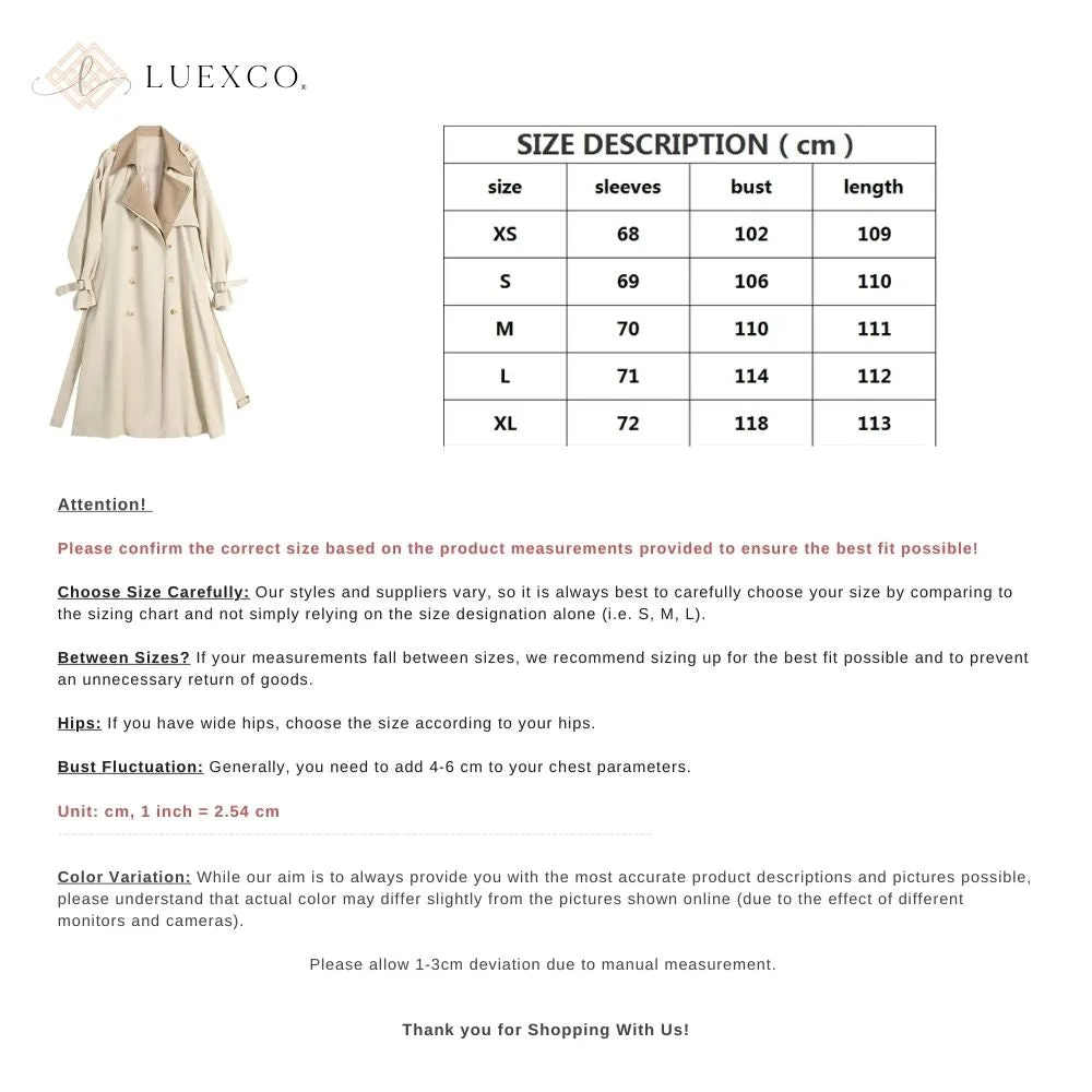 Luexco Women's Parka Layered Khaki Trench Coat