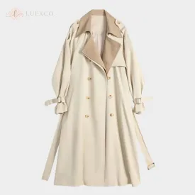 Luexco Women's Parka Layered Khaki Trench Coat