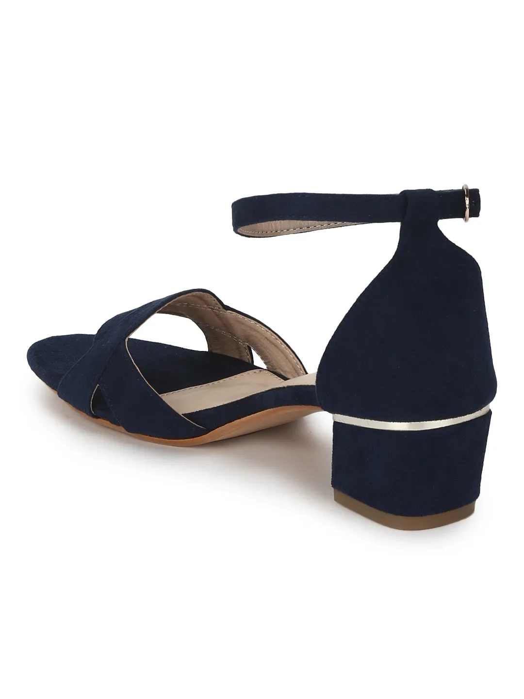 Navy Blue Micro Low Heel Sandals