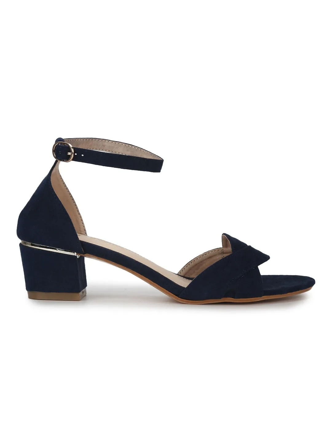 Navy Blue Micro Low Heel Sandals