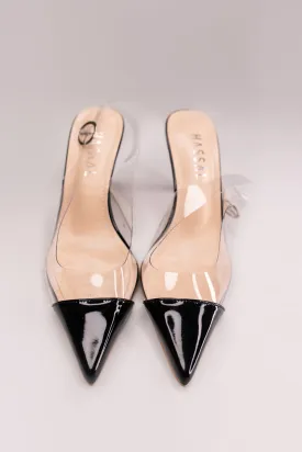 New PVC Black Small Heels