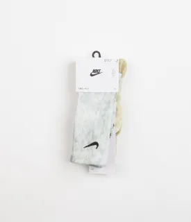 Nike Everyday Plus Tie-Dye Crew Socks (2 Pair) - Yellow / Multi