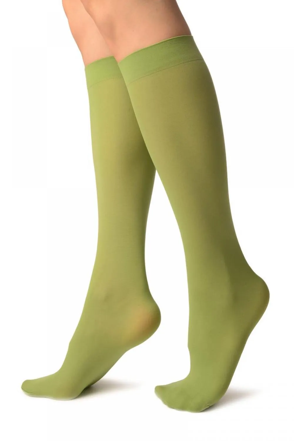 Olive Green Plain Socks Knee High