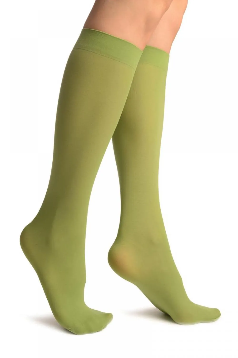 Olive Green Plain Socks Knee High