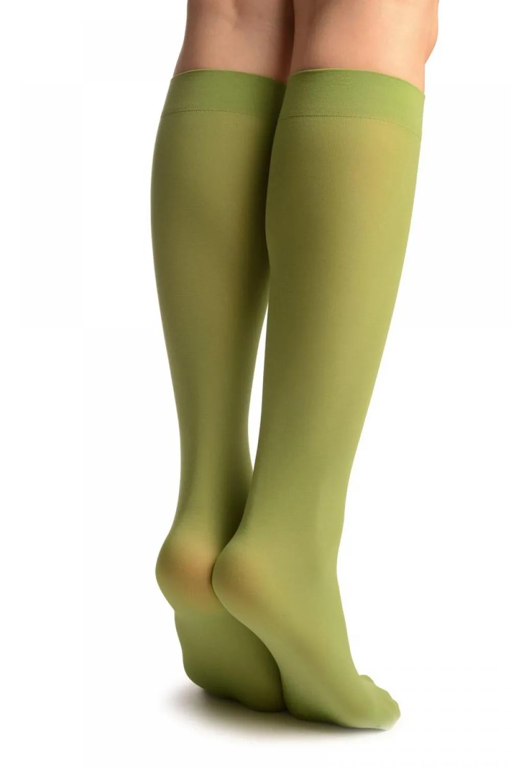 Olive Green Plain Socks Knee High